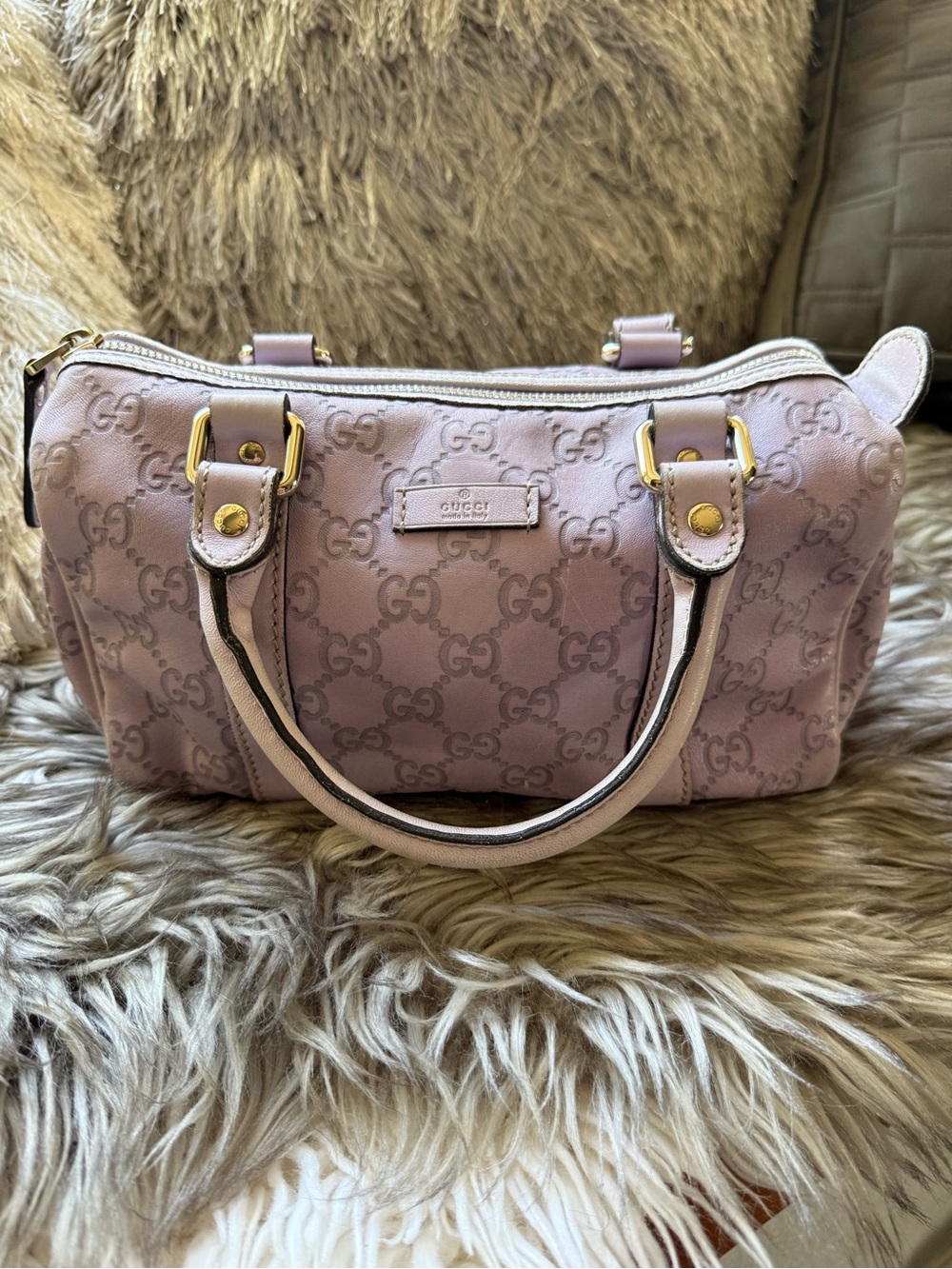 Gucci Lavender GG Supreme Small Top-Handle Satchel
